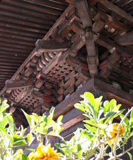 temple's wood structure in detail