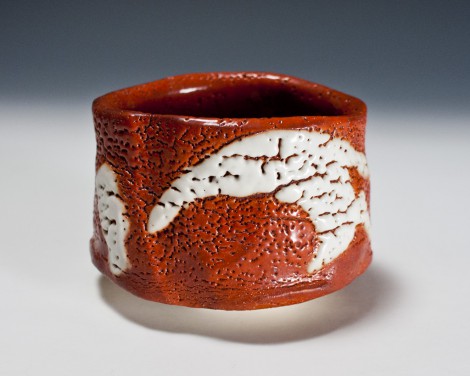 Aka Shino Tea Ceremony Bowl by Suzuki Tomio: click to enlarge