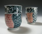 Aka-iré Green Tea Cup Set by Murata Tetsu