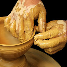 image of artist's hands at work